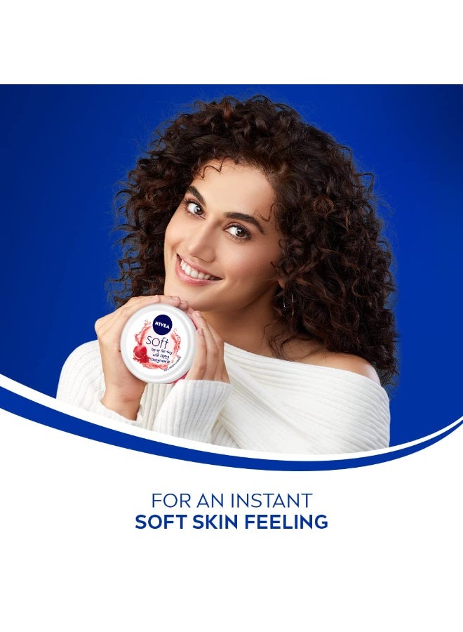 NIVEA Soft Light Moisturizer 200ml | Peppy Pomegranate | For Face, Hand & Body, Instant Hydration | Non-Greasy Cream | With Vitamin E & Jojoba Oil | All Skin Types - Image 3